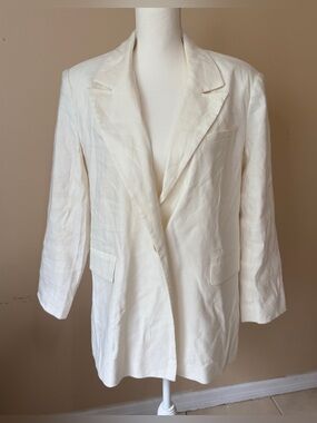 Something Navy Women's Off White Tailored Classic Blazer Jacket Size S Small